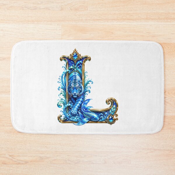 Item preview, Aqua Zodiac Guardian White Tiger-Pisces Letter L designed and sold by BlissBlvdShop.