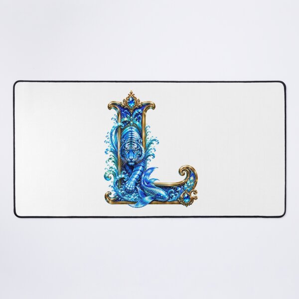 Item preview, Aqua Zodiac Guardian White Tiger-Pisces Letter L designed and sold by BlissBlvdShop.