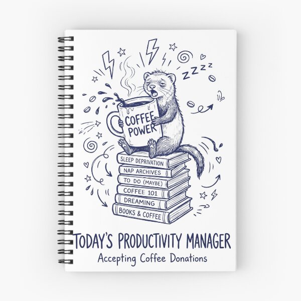 Item preview, Sleepy Ferret Today's Productivity Manager | Accepting Coffee Donations | Funny Ferret Coffee Design designed and sold by Softbear Atelier.