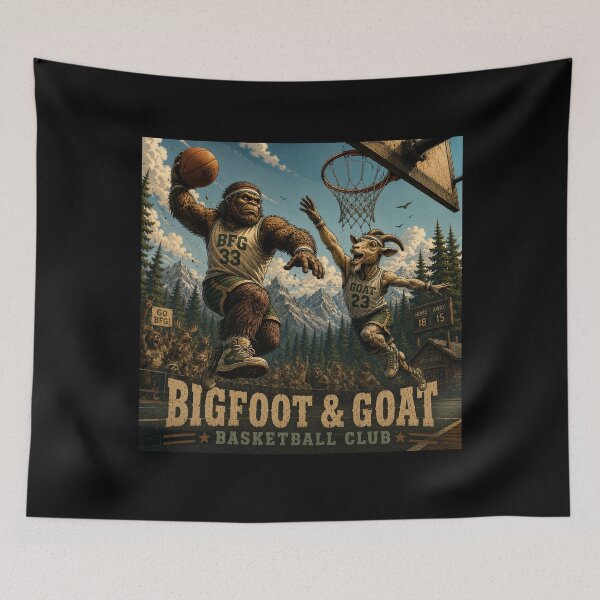 Item preview, Bigfoot and Goat Basketball Club Vintage Sports Adventure designed and sold by NicheBloom.