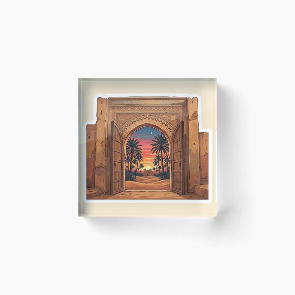 Item preview, Aesthetic Vintage Moroccan Door Desert Oasis Sunset designed and sold by MorcVibe.