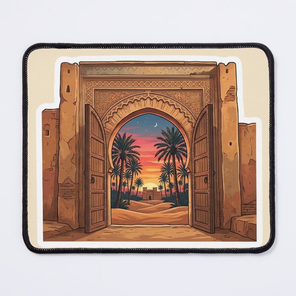 Item preview, Aesthetic Vintage Moroccan Door Desert Oasis Sunset designed and sold by MorcVibe.