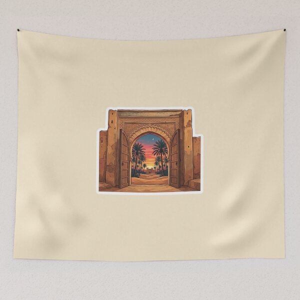 Item preview, Aesthetic Vintage Moroccan Door Desert Oasis Sunset designed and sold by MorcVibe.