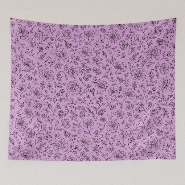 Item preview, Endless Garden Botanical Wildflower Line Art Pattern Lily designed and sold by The Fine Print by BassAddict.