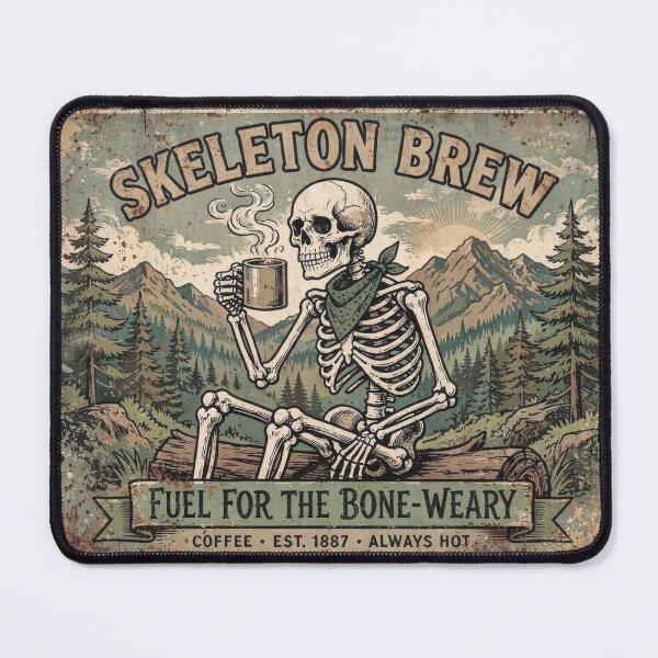 Item preview, Skeleton Skeleton Brew Fuel For The Bone Weary - Funny Coffee Vintage Retro Skeleton Camping Sign Fuel For The Bone Weary - Funny Coffee Vintage Retro Skeleton Camping Sign designed and sold by ExpressoJungle.