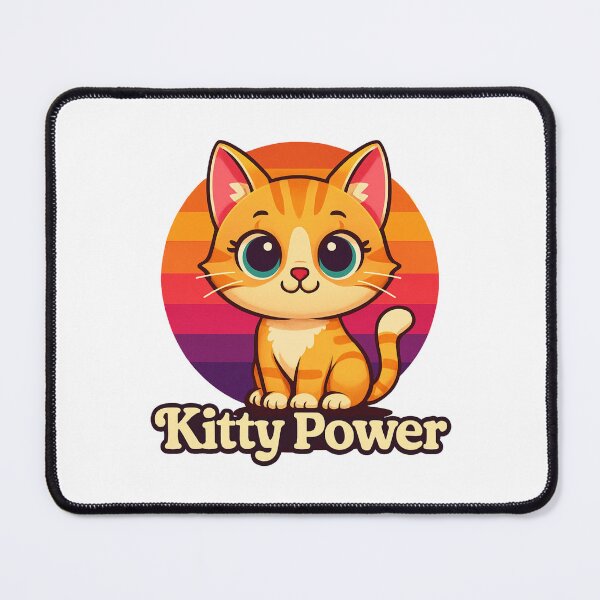 Item preview, Cute Orange Cat with Retro Sunset and words "Kitty Power" designed and sold by MKTreasures.