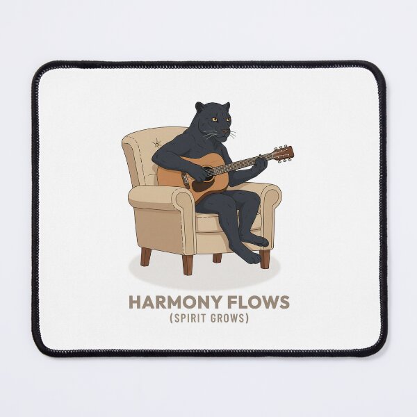 Item preview, Panther Playing Acoustic Guitar Vintage Aesthetic designed and sold by Cozy Vintage Animal.