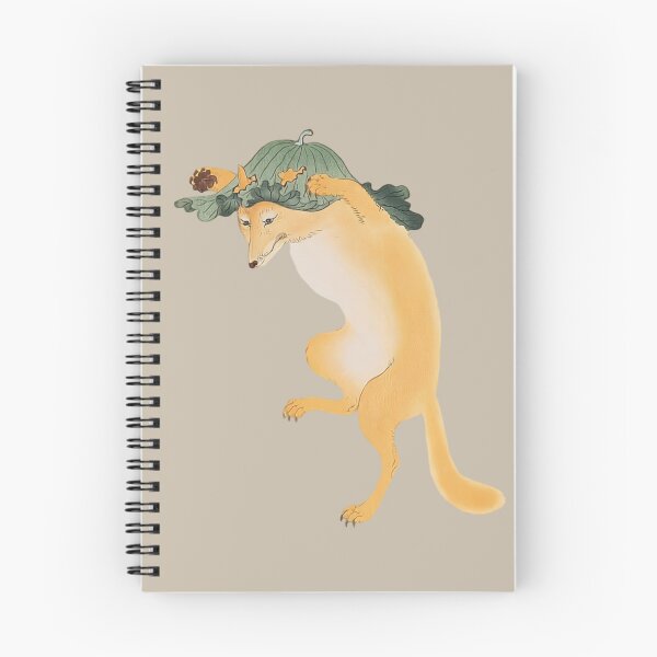Item preview, Japanese Animal Art - Fox - Modern Ukiyo-e - Japandi, Greige designed and sold by Black Swallow.
