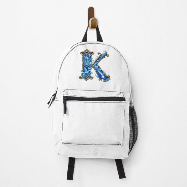 Item preview, Aqua Zodiac Guardian White Tiger-Pisces Letter K designed and sold by BlissBlvdShop.