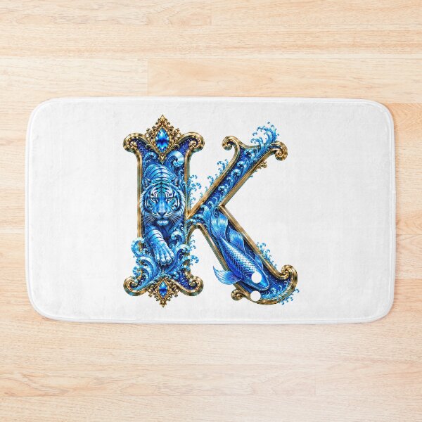 Item preview, Aqua Zodiac Guardian White Tiger-Pisces Letter K designed and sold by BlissBlvdShop.
