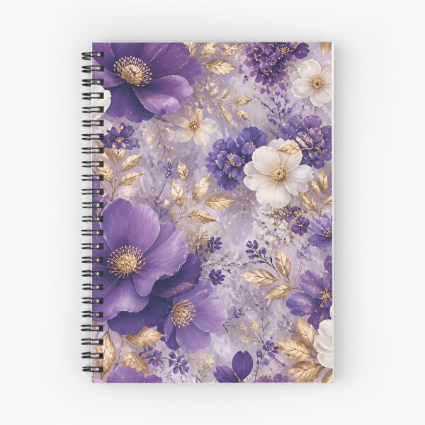 Item preview, Elegant Violet and White Floral Pattern with Gold Accents designed and sold by Lucia Amaris Art.