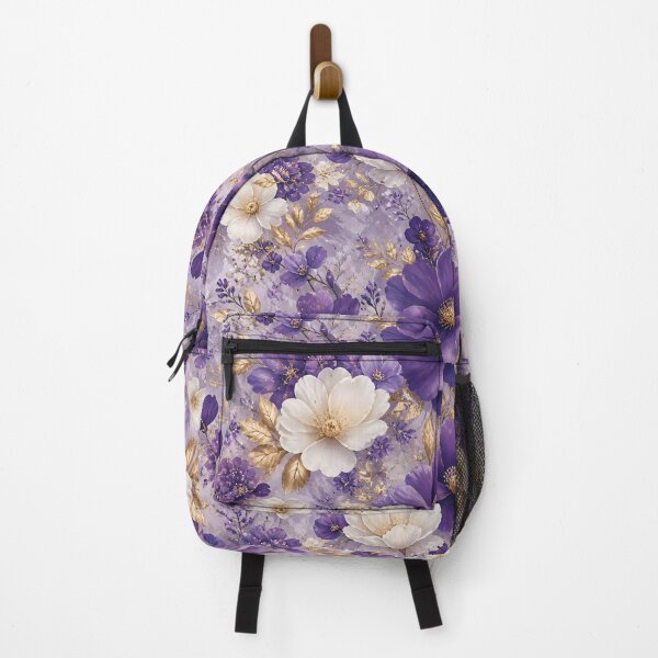Item preview, Elegante estampado floral violeta y blanco con detalles dorados. designed and sold by Lucia Amaris Art.