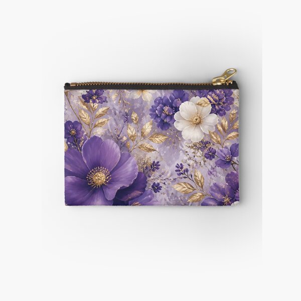Item preview, Elegant Violet and White Floral Pattern with Gold Accents designed and sold by Lucia Amaris Art.