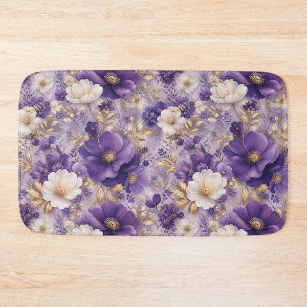Item preview, Elegant Violet and White Floral Pattern with Gold Accents designed and sold by Lucia Amaris Art.