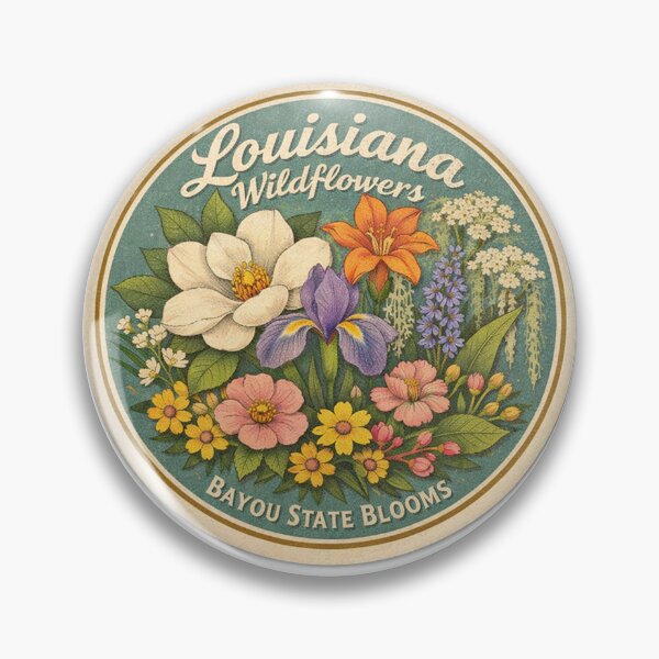 Item preview, Louisiana Wildflowers – Vintage Botanical Circular Sticker designed and sold by SachaMuru.