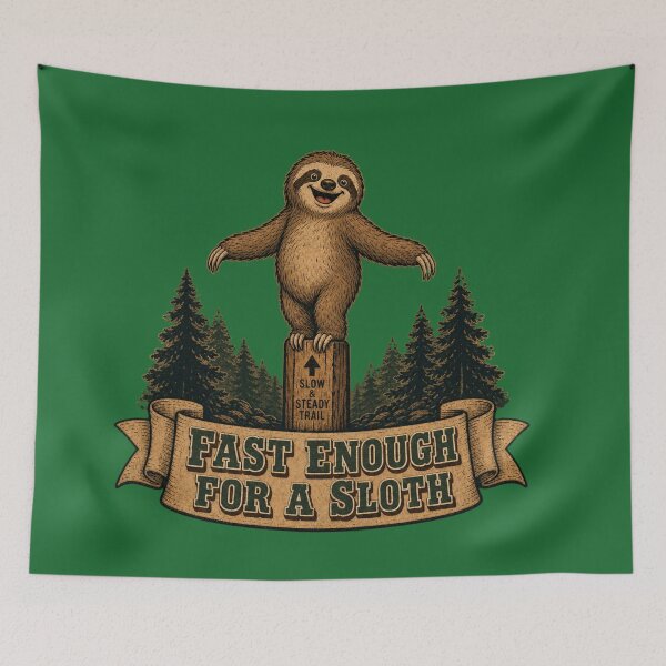 Item preview, Fast Enough for a Sloth Funny Hiking Retro Nature  designed and sold by freshwear design.