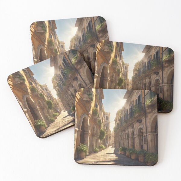 Item preview, Historic Italian Street Watercolor Landscape Sunlit Alley Art designed and sold by UmSkelig834.