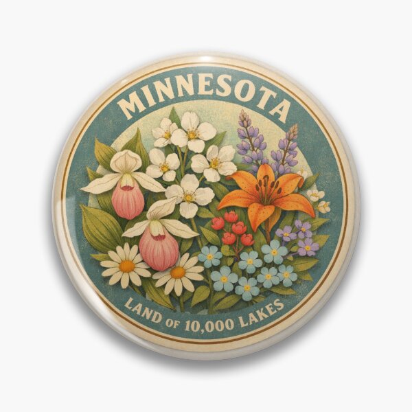 Item preview, Minnesota Vintage Botanical Sticker – Mid‑Century Floral State Badge designed and sold by SachaMuru.