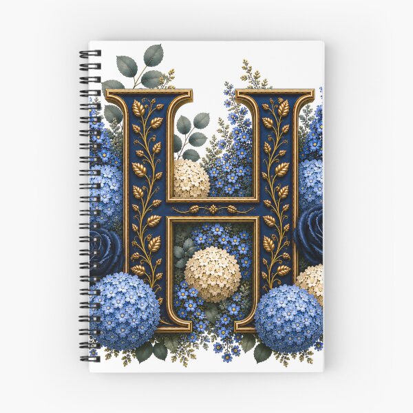 Item preview, Elegant Letter I Monogram with Blue Hydrangeas & Gold Botanical Design | Luxury Floral Initial Art designed and sold by MoodLay.