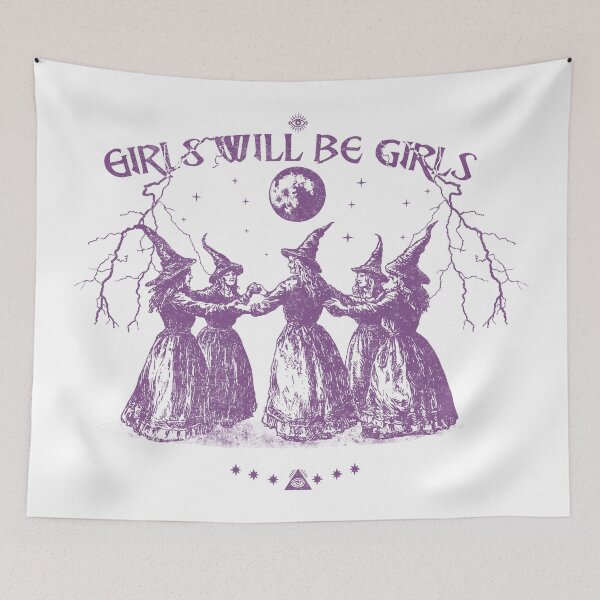 Item preview, Girls Will Be Girls - Feminist Witch designed and sold by delllsdesigns.