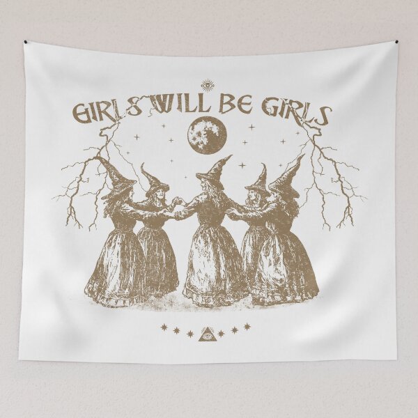 Item preview, Girls Will Be Girls - Feminist Witch designed and sold by delllsdesigns.