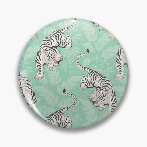 Item preview, White tigers on linen look background designed and sold by Morrisseyfabric.