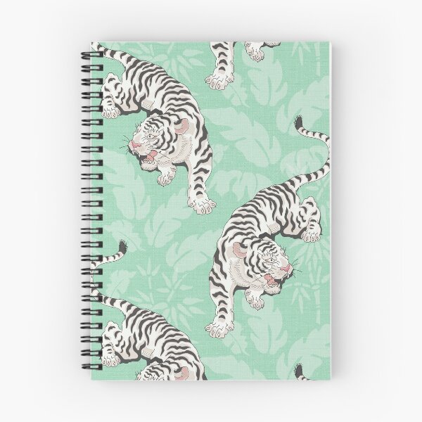 Item preview, White tigers on linen look background designed and sold by Morrisseyfabric.