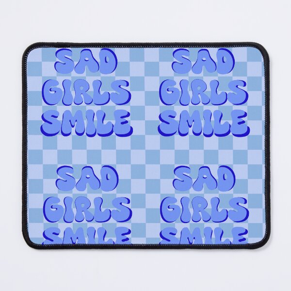 Artikelvorschau, Sad Girls Smile (Blau kariert) entworfen und verkauft von gennyevans.