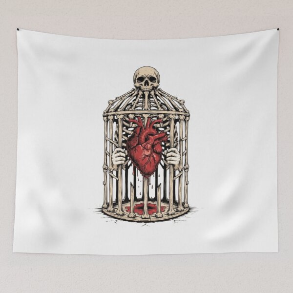 Item preview, Bleeding Heart in Broken Bone Cage Gothic Art designed and sold by Zacushi.