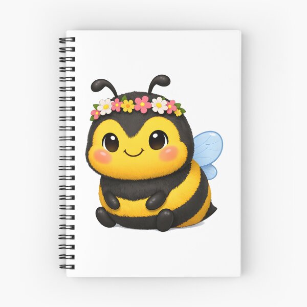 Item preview, Chubby Cartoon Bumble Bee with Rosy Cheeks and a Flower Headband designed and sold by GearGirlNJ.