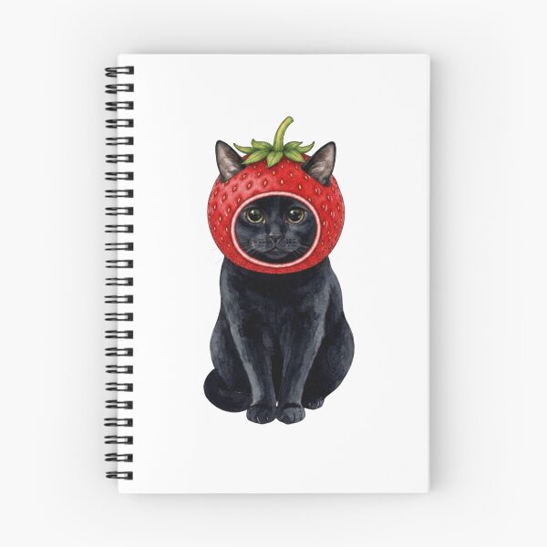Item preview, Kawaii Fruit Kitty | Black Cat & Strawberry designed and sold by KittyClosetStore.