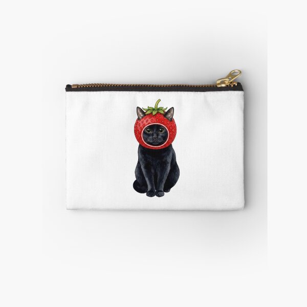 Item preview, Kawaii Fruit Kitty | Black Cat & Strawberry designed and sold by KittyClosetStore.