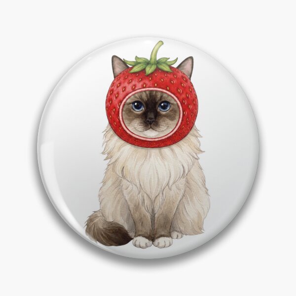 Item preview, Kawaii Fruit Kitty | Ragdoll Cat & Strawberry designed and sold by KittyClosetStore.