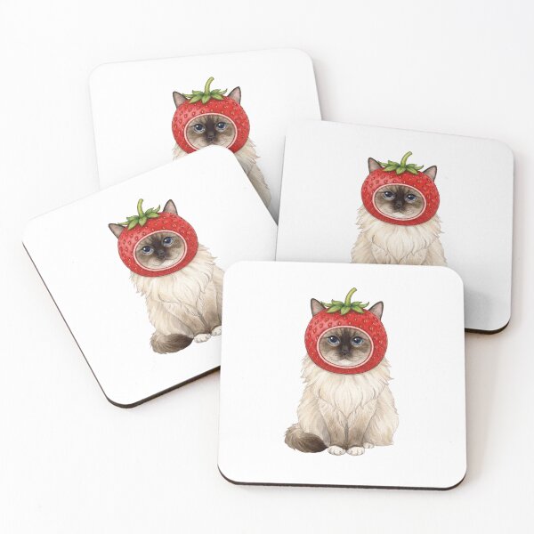 Item preview, Kawaii Fruit Kitty | Ragdoll Cat & Strawberry designed and sold by KittyClosetStore.