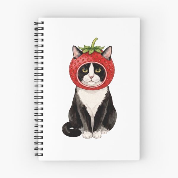 Item preview, Kawaii Fruit Kitty | Tuxedo Cat & Strawberry designed and sold by KittyClosetStore.