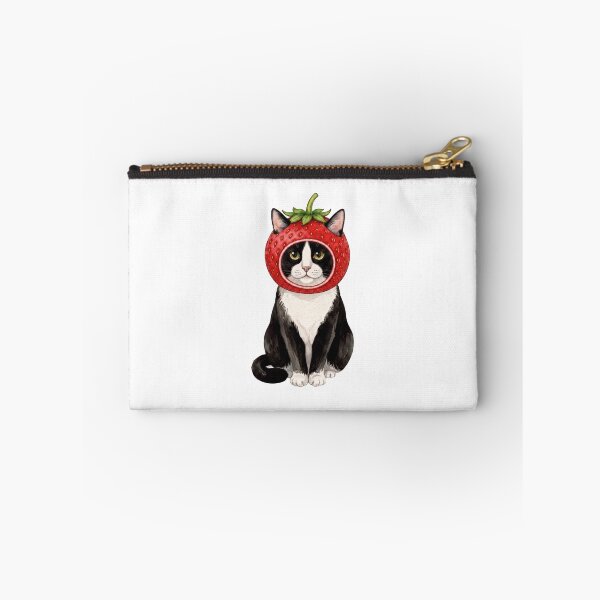 Item preview, Kawaii Fruit Kitty | Tuxedo Cat & Strawberry designed and sold by KittyClosetStore.