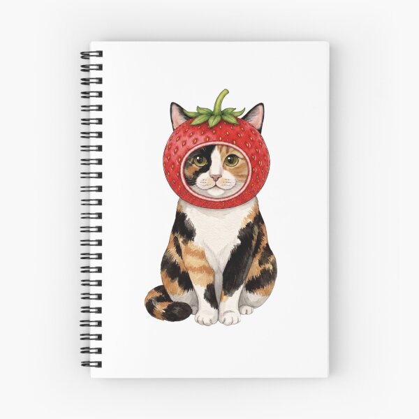Item preview, Kawaii Fruit Kitty | Calico Cat & Strawberry designed and sold by KittyClosetStore.