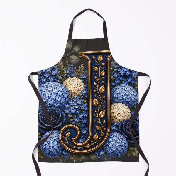 Item preview, Elegant Letter J Monogram with Blue Hydrangeas & Gold Botanical Design | Luxury Floral Initial Art designed and sold by MoodLay.