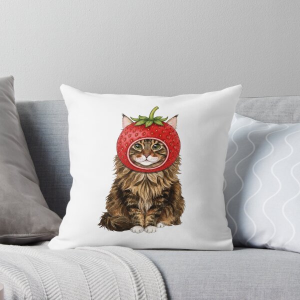 Item preview, Kawaii Fruit Kitty | Maine Coon & Strawberry designed and sold by KittyClosetStore.