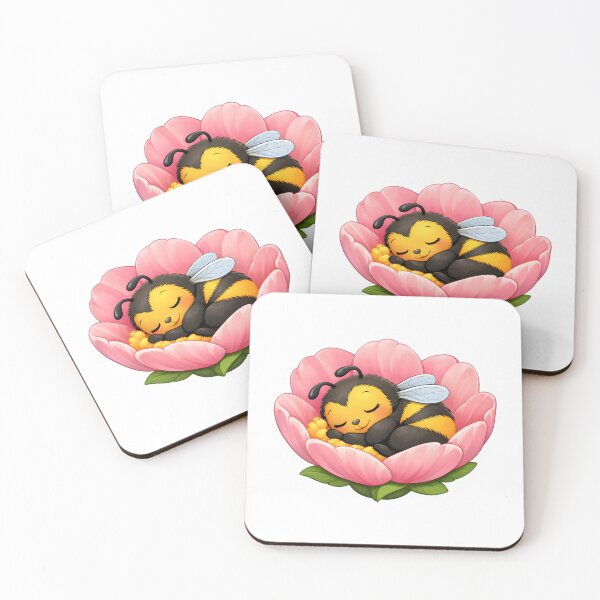 Artikelvorschau, Babyhummel schläft in einer rosa Blüte entworfen und verkauft von GearGirlNJ.
