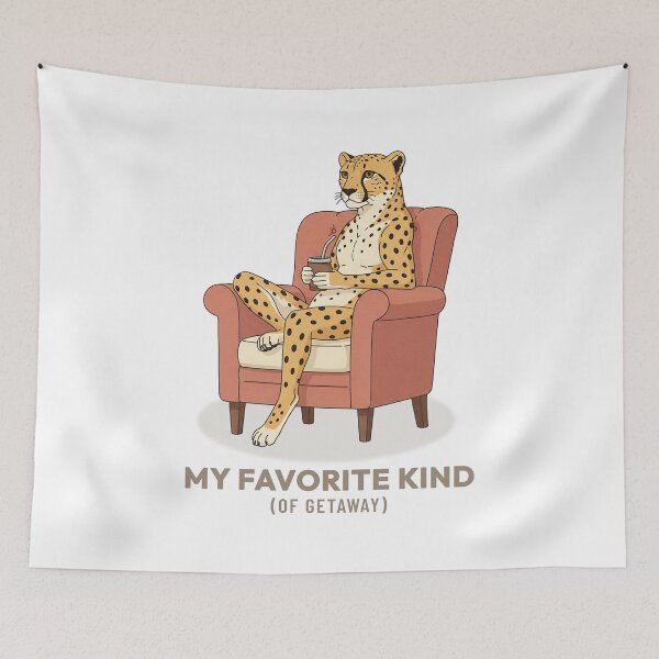 Item preview, Cheetah Drinking Mate Slow Living Vintage Aesthetic designed and sold by Cozy Vintage Animal.