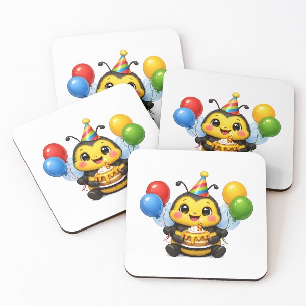 Item preview, Birthday Bumble Bee Celebrating 1st Birthday with Balloons designed and sold by GearGirlNJ.