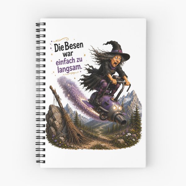 Artikelvorschau, Funny Witch Upgrade – „Der Besen war einfach zu langsam“ | Deutscher Fantasy-Humor entworfen und verkauft von Alpine-Ink.