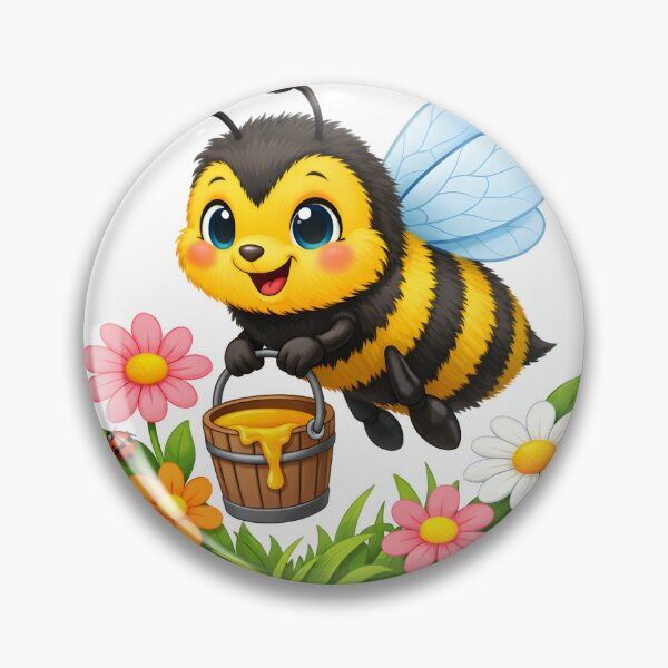 Item preview, Bumble Bee Carrying a Bucket of Honey That's Dripping Onto the Flowers designed and sold by GearGirlNJ.