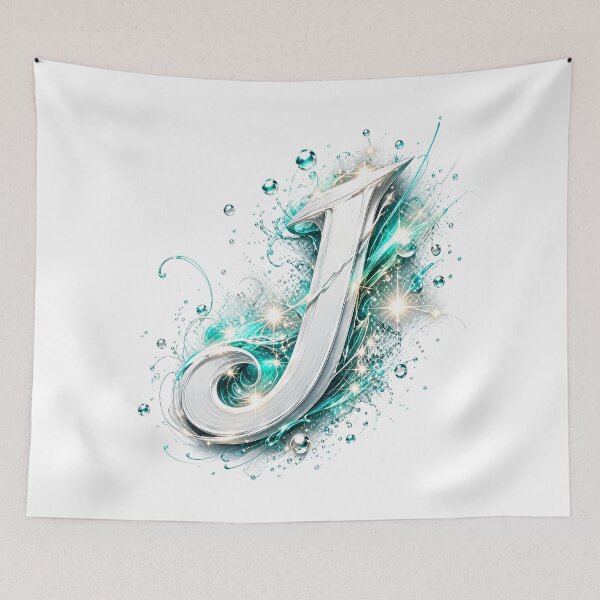 Item preview, Aetherbrush Manga Glyphs: The Mystic Silver Letter J designed and sold by BlissBlvdShop.