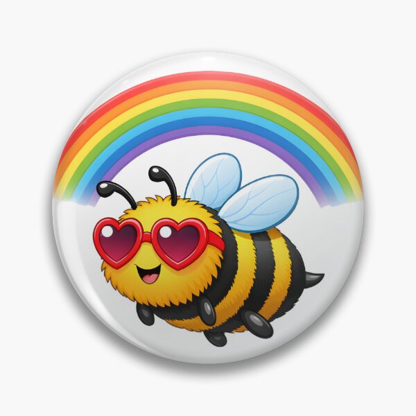 Item preview, Bumble Bee in Sunglasses Flying Under a Rainbow designed and sold by GearGirlNJ.