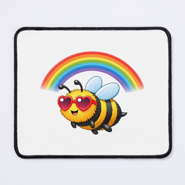 Item preview, Bumble Bee in Sunglasses Flying Under a Rainbow designed and sold by GearGirlNJ.