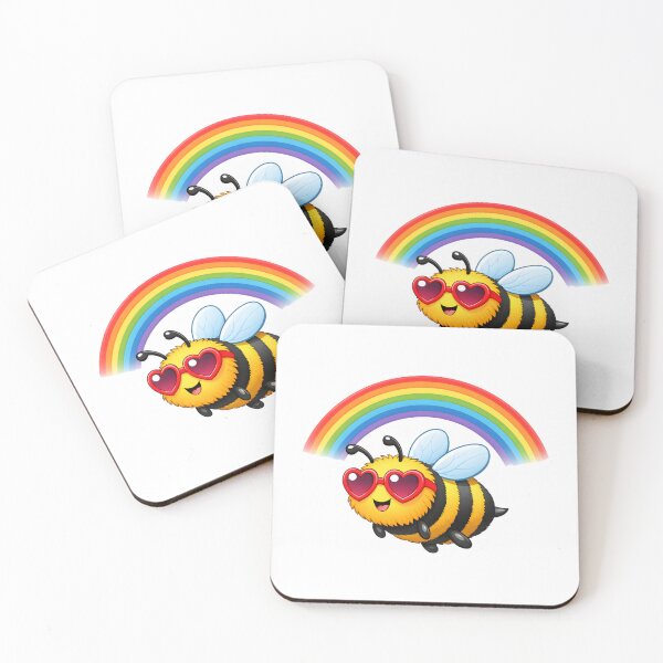 Item preview, Bumble Bee in Sunglasses Flying Under a Rainbow designed and sold by GearGirlNJ.