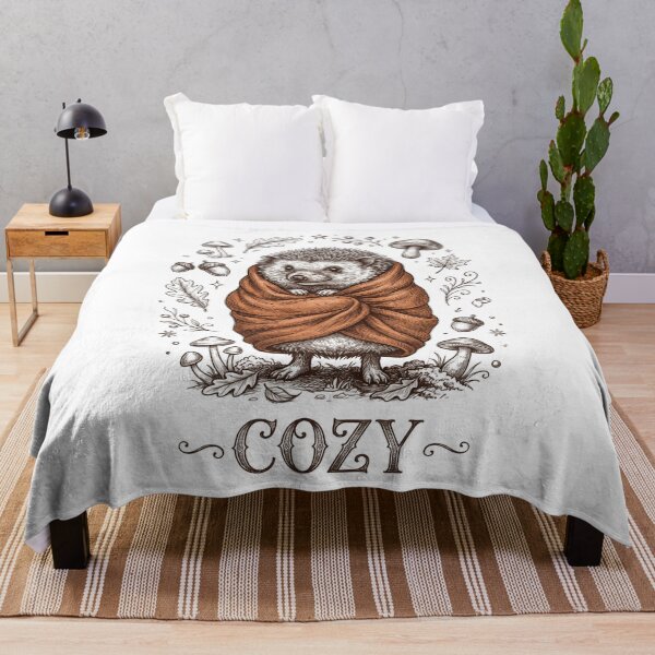 Item preview, Cozy Hedgehog Wrapped in an Oversized Blanket | Cute Woodland Animal | Cottagecore Comfort Design designed and sold by Softbear Atelier.