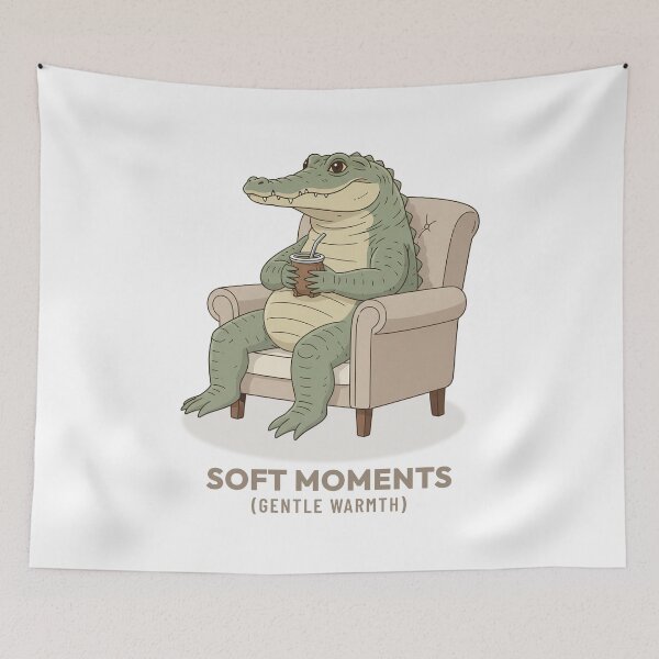 Item preview, Crocodile Drinking Mate Slow Living Vintage Aesthetic designed and sold by Cozy Vintage Animal.
